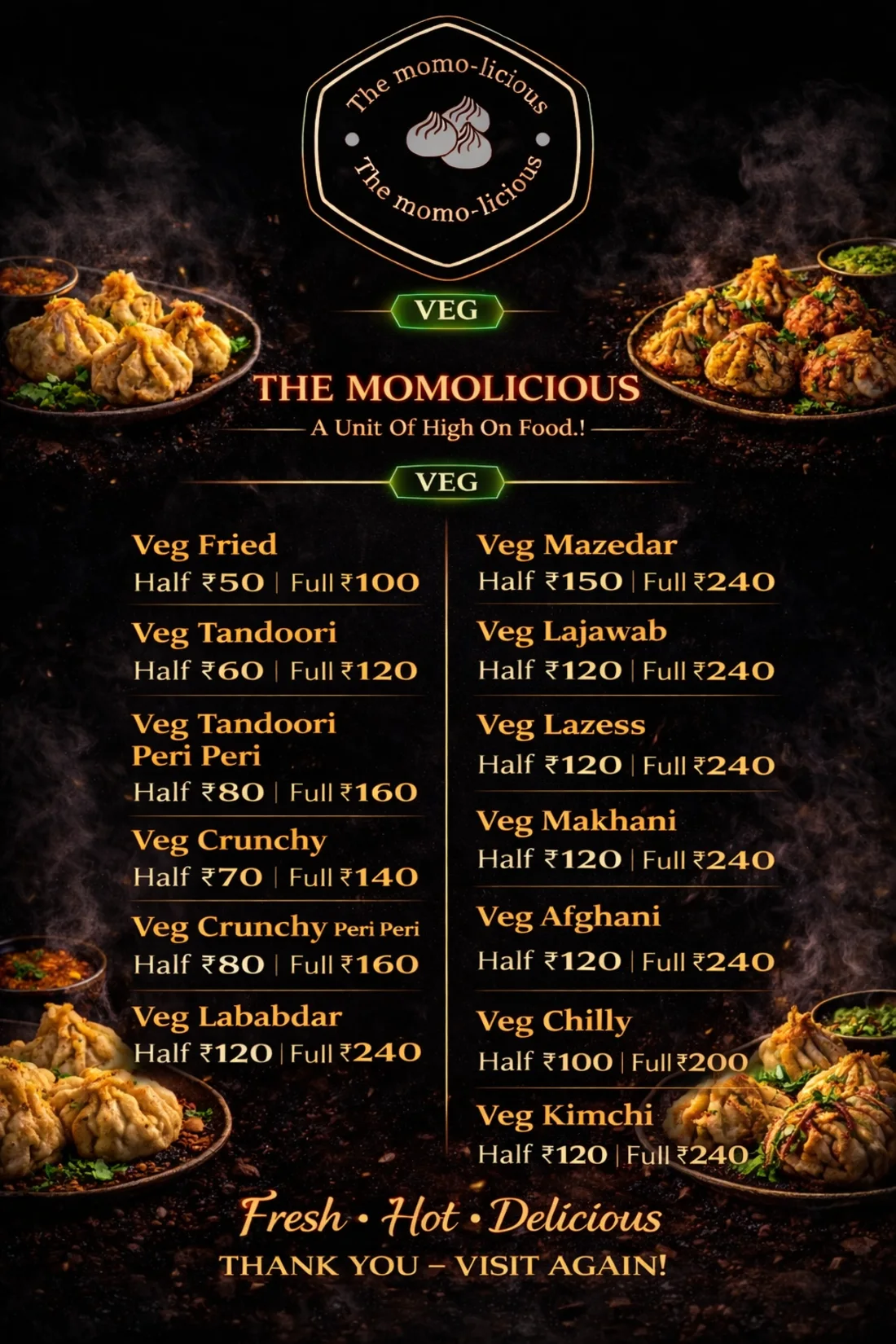 Themomolicious Veg Menu Poster