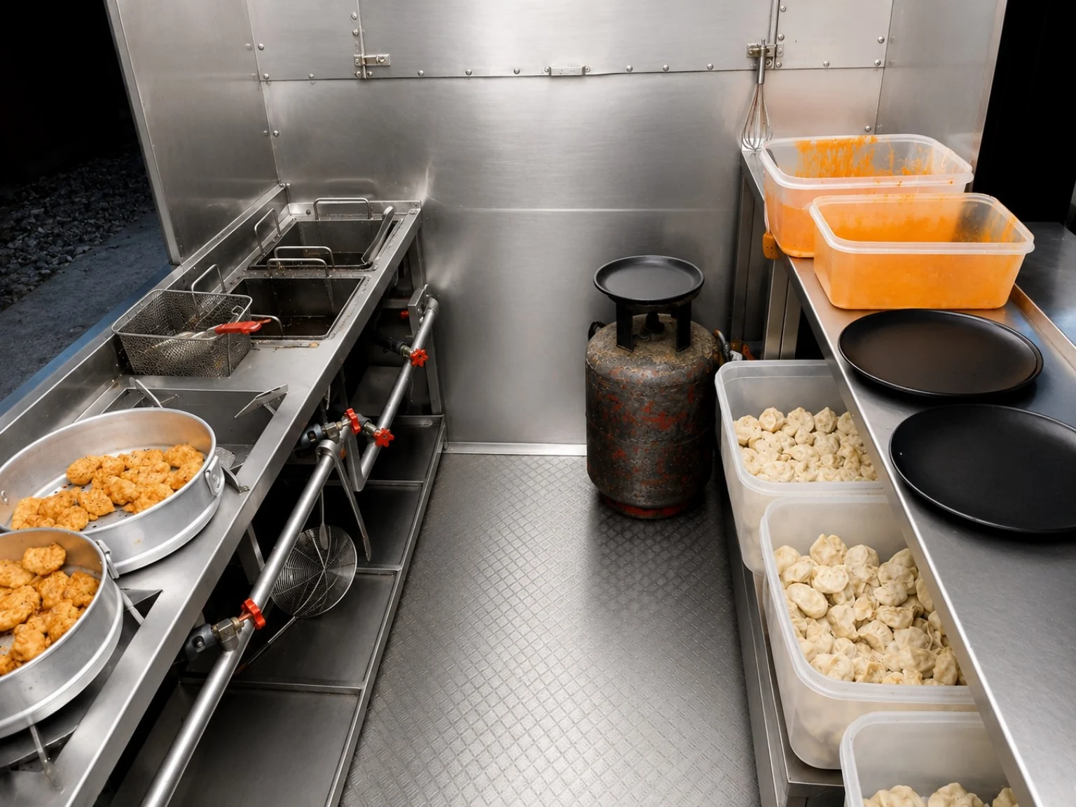 The Momolicious clean food truck kitchen setup